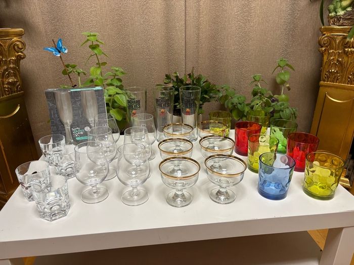 Large set of various glasses