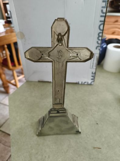 Rare find Crucifix of Lourdes, Art Deco period from the 1920s Materials: Metal