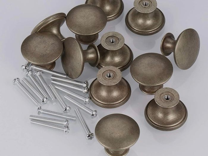 12Pcs Dark Bronze Antique Brass Door Knob with Screws, Round Vintage Drawer Knobs Diameter 30mm, Mushroom Shaped Furniture Knobs Likes Cabinet Knobs, Wardrobe Handles, Kitchen Cupboard Handles (FREE POSTAGE)