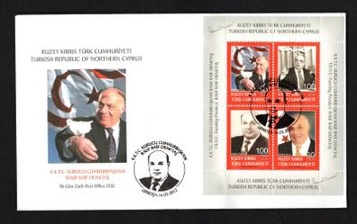 2012 Turkiye (Cyprus Turkey) Rauf Raif Denktas, 1924-2012 Commemorative Stamps Miniature Sheet First Day Cover (FDC)