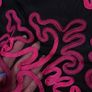 Country Casuals CC Black Sheer Mesh Fuchsia Pink Soutache Ribbon Embroidered V-Neck Midi Dress 16UK/44EU Image 3