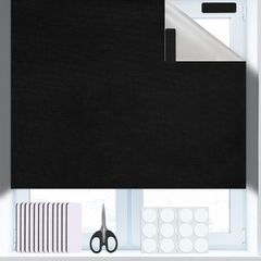 Portable Blackout Blind, Temporary 100% Blackout Material 300x145cm, Easy to Stick On No Drill Blinds Blackout Curtains for Bedroom, Nursery, Loft, with Self Adhesive Fasteners and A Scissor Brand: Weysoo