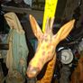 Very Large Vintage Hand Carved Wooden Mother & Baby Giraffe African Folk Art Sculpture and another Giraffe, 3 in total Image 5