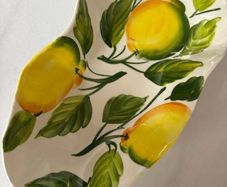 Italian Ceramic - Deep Oval Tray/ Bowl- Fruit Bowl with Lemons, hand painted