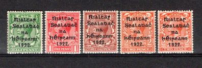 1922 Ireland Overprint issue printed by Harrison & Sons Ltd in Glossy Black Ink for Coil Machines.