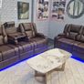 Electric Real Leather Orlando Recliner Sofa Set Image 9