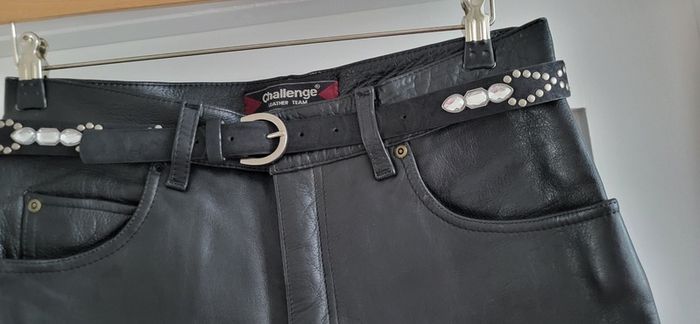 Challenge Leather Team Ladies Motorcycle trousers (black leather jeans style) - Sz 32 (Fit 12UK) - Rrp 189 (New)
