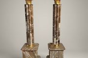 Pair of Marble and Brass Columns