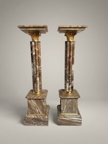 Pair of Marble and Brass Columns