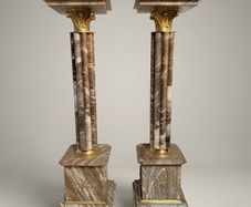 Pair of Marble and Brass Columns