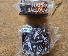 Halloween ribbon - skeleton hands + happy halloween