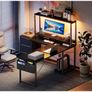 L Shaped Gaming Desk with LED Lights & Power Outlet Image 3
