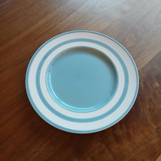 The Conran Shop Large Ceramic Serving Platter / Charger Plate - Light Blue & White Banded (34cm)