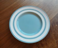 The Conran Shop Large Ceramic Serving Platter / Charger Plate - Light Blue & White Banded (34cm)