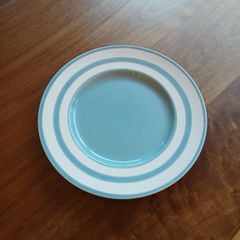 The Conran Shop Large Ceramic Serving Platter / Charger Plate - Light Blue & White Banded (34cm)