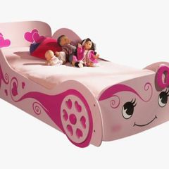 kids pink car bed