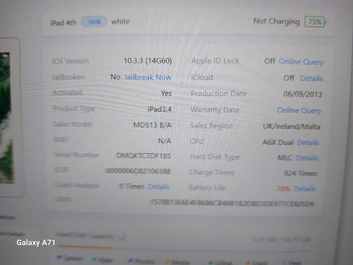 Apple IPAD 4th Generation, 16GB HDD,in excellent condition, great for YOUTUBE etc