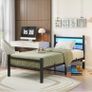 3ft Single Bed Frame with Headboard & LED Lights,Heavy Duty Metal Platform Bed Frame with Charging Station Image 10