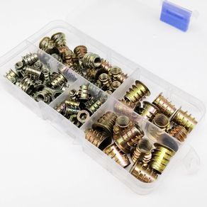 75pcs/box Mix Size Insert Nut E-nut M4 M5 M6 M8 Set Kit Thread Embedded Hex Hexagon Socket Head Wood Furniture Bed Cabinet Table