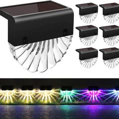 Solar Lights Outdoor,6 Pack Solar Fence Lights Waterproof Solar Step Light Used for Railings,Terraces,Stairs,Garden Decorations,Walls,Warm White/Led Color Changing Lighting