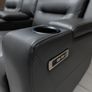 3 Seater Titan Plus Electric Dark Grey Leather Recliner Sofa Image 9