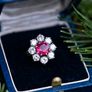 Antique 1920s Ruby & Diamond Cluster Ring Image 5