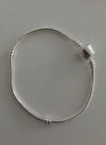 Silver Barrel Clasp Snake Chain Bracelet 18 cm long for charms S925 18 cm
