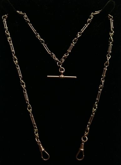 Victorian  heavy real 9 Carat Gold Albert or Necklace Chain with T-Bar length 20" - 24,3g