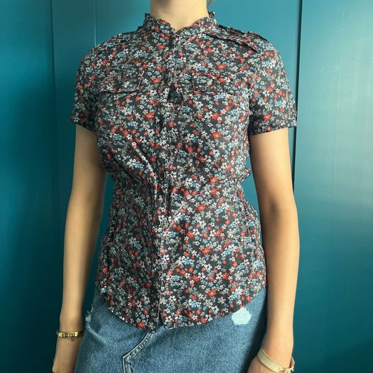 Esprit navy & red floral blouse. Size 6