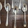 Set of 8 Vintage Silver Plated Dessert Spoons Old English Pattern Image 3