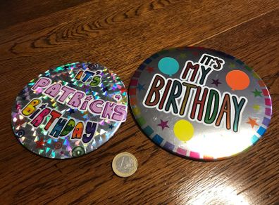 Large birthday badge x2