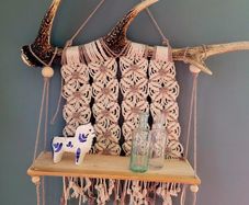 small shelf with deer antler