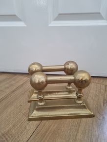 Vintage Brass-topped Fireplace Andirons