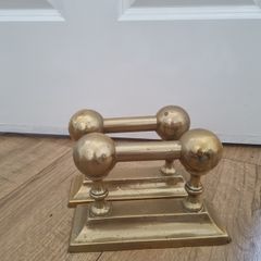 Vintage Brass-topped Fireplace Andirons