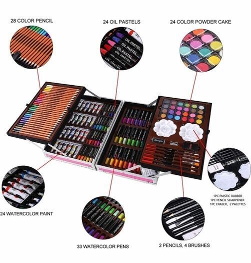 NEW SALE | 145 Pcs Professional Art Set - Deluxe Art Set Artists Sketching & Colouring Case (MULTIPLE COLOURS)