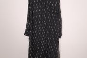 Sofie Schnoor Black Sheer Lightning Bolt Pattern Long Sleeve Midi Shirt Dress Size M