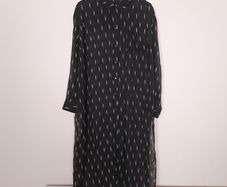 Sofie Schnoor Black Sheer Lightning Bolt Pattern Long Sleeve Midi Shirt Dress Size M