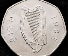 [#406] - Ireland 1988 | Irish 50p | 50 Pence | Millennium | Woodcock | KM.26 | UNC