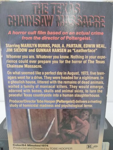 The Texas Chainsaw Massacre 1974 Rated R VHS Pal.
