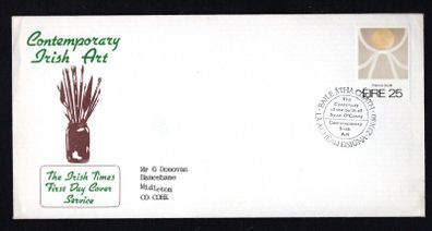 1980 Ireland Irish Art (Gold Painting No 57) Patrick Scott Commemorative Stamp Illustrated The Irish Times First Day Cover (FDC).