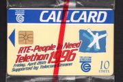 1996 Ireland 10 unit RTE-People in Need Telethon charity event aired by RTE (Gemplus GEM1) Call Card Used. Telecom Eireann card number 1127