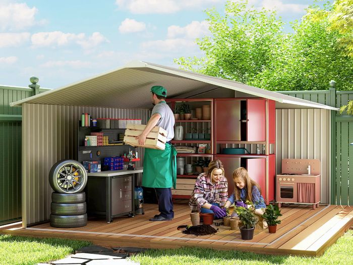 13 x 11ft Large Metal Storage Shed Sliding Doors