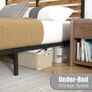 Double Bed Frame, Vintage Wooden Headboard, Metal Platform Base, Steel Slatted Support, No Spring Mattress Required Image 5