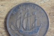 Great Britain UK 1943 Half Penny George VI Coin - free standard postage