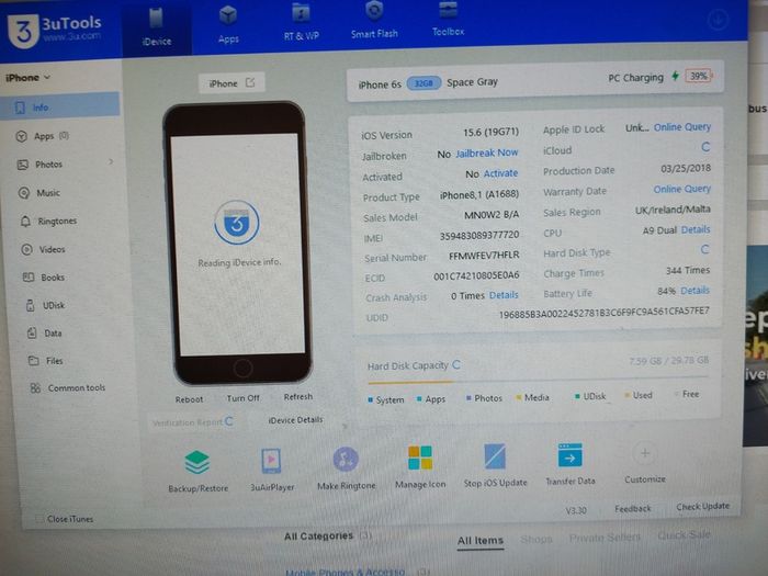 Apple Iphone 6s, 32GB, activation Locked, excellent cosmetic condition
