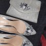 Dune silver heels with matching bag set Image 4