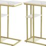 C-Shaped End Table Set of 2, Side Table for Sofa and Bed, Coffee Table for Small Spaces, Living Room, Bedroom, Industrial Small Table with Storage Shelf and Metal Frame Image 7