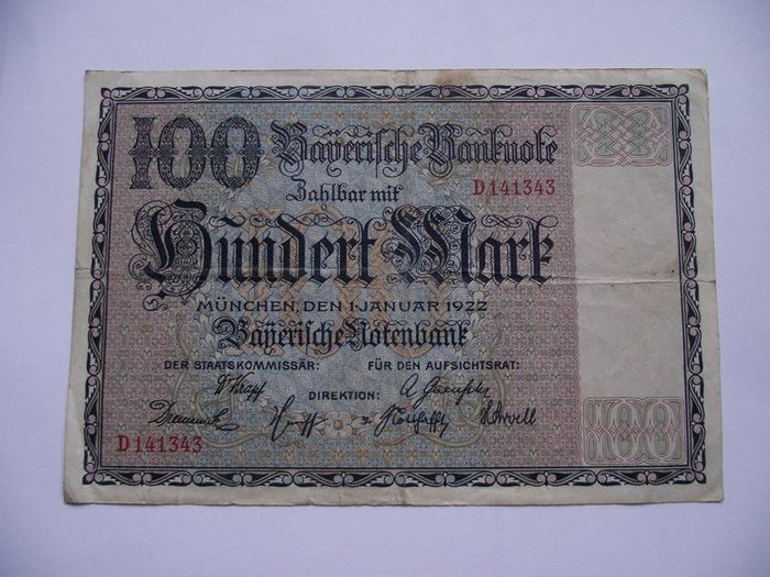 Germany. Bayerische Notenbank. 100 Mark (1.1.1922) Nice Condition!