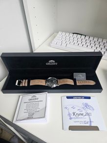 Gray Orient Bambino brown suade strap