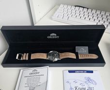 Gray Orient Bambino brown suade strap